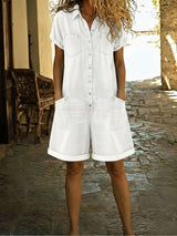 Lässiger Damen Kurz-Overall – Weiß