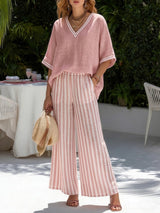 Lorna - luftiger Leinen-Zweiteiler – Pink