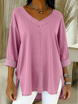 JESSICA | Lässiges V-Ausschnitt T-Shirt – Rosa