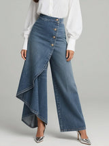 Stylische Damen High-Waisted Weitbein Jeans mit Relaxed Fit – Blau