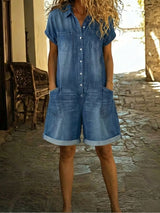 Lässiger Damen Kurz-Overall – Blau