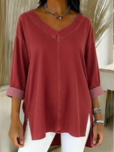 JESSICA | Lässiges V-Ausschnitt T-Shirt – Rot