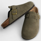 Mavira – Komfort-Slipper mit Korkfußbett – Grün
