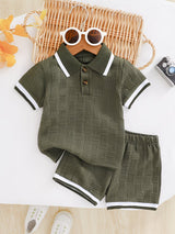 Basil - Strukturiertes Set aus Poloshirt und Shorts – Grün
