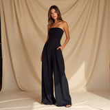 Meredith – Eleganter Trägerloser Jumpsuit – Schwarz