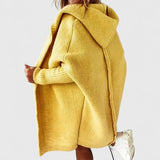 Oversized Damen Strickjacke mit Kapuze – Gelb