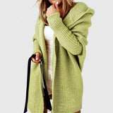 Oversized Damen Strickjacke mit Kapuze – Grün