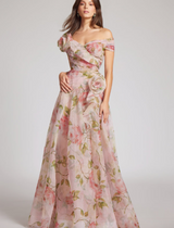 Violet - Elegantes langes geblümtes Kleid – Rosa