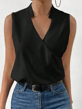 Paloma | Damen Ärmellose V-Ausschnitt Bluse Floral – Schwarz
