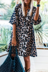 Seraphine – Hemdblusenkleid mit Puffärmeln im ausdrucksstarken Panterprint – Leopardenmuster