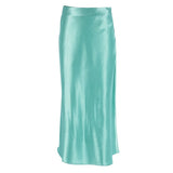 Unifarbener Satin-Midirock – Mintgrün