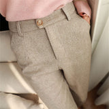 Elegante Bleistifthose aus Wolle – Beige