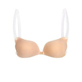 Nahtloser BH mit transparenten Trägern – Beige