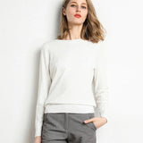 Kaschmirpullover mit klassischem Ausschnitt – Weiß