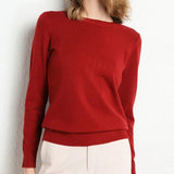 Kaschmirpullover mit klassischem Ausschnitt – Dunkelrot