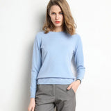 Kaschmirpullover mit klassischem Ausschnitt – Hellblau