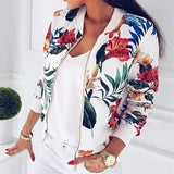 Bomberjacke mit floralem Motiv – Weiß
