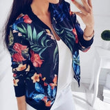 Bomberjacke mit floralem Motiv – Schwarz