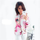 Bomberjacke mit floralem Motiv – Rosa