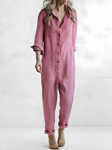 Tazirah – Leichter Overall aus Baumwollleinen – Rosa