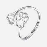 NIVI – Eleganter verstellbarer Pfoten-Herz-Ring aus handgefertigtem 925er Sterlingsilber – Silbernes Herz