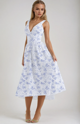 Soraya | Elegantes Sommer Kleid – Blau geblümt