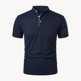 Percival | Herren Poloshirt mit Stehkragen Kurzarm – Marineblau