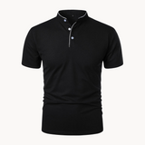Percival | Herren Poloshirt mit Stehkragen Kurzarm – Schwarz