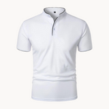 Percival | Herren Poloshirt mit Stehkragen Kurzarm – Weiß