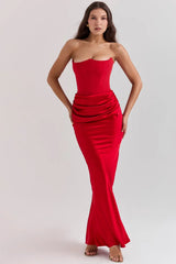 Damen Kleid | maxi Ausführung mit geradem Saum – Rot