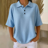 Bregje | Damen Poloshirt Kurzarm Relaxed Fit – Blau