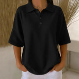 Bregje | Damen Poloshirt Kurzarm Relaxed Fit – Schwarz