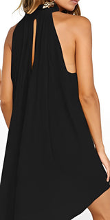 Mila - Elegantes halblanges Sommerkleid – Schwarz