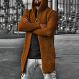 LÄSSIGER MITTELLANGER HERREN-STRICKCARDIGAN MIT KAPUZE - HOWARD – Braun