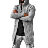 LÄSSIGER MITTELLANGER HERREN-STRICKCARDIGAN MIT KAPUZE - HOWARD – Grau