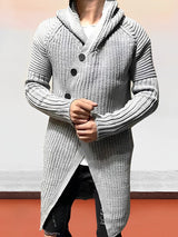 Lässige Strickjacke mit Kapuze aus langem Strick - MICHAEL – Grau