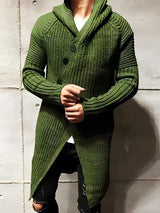 Lässige Strickjacke mit Kapuze aus langem Strick - MICHAEL – Grün
