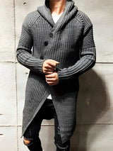 Lässige Strickjacke mit Kapuze aus langem Strick - MICHAEL – Dunkelgrau