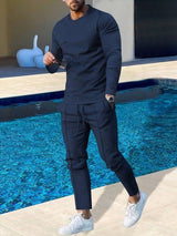 RAFAEL – Leichtes Set aus Pullover und Hose für Herren – Dunkelblau