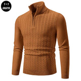 EDDY - Stilvoller Zip-Up Pullover für Herren – Braun