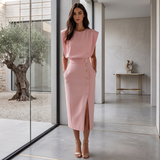 Daniela - Elegantes Midikleid mit Schlitz – Rosa