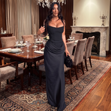 Christina - Elegantes ärmelloses Maxikleid – Schwarz