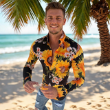Denzel - Florales Langarmhemd – Gelb