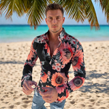 Denzel - Florales Langarmhemd – Schwarz