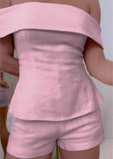 Paisley | Reverskragen Anzug Zweiteiliges Set – Rosa