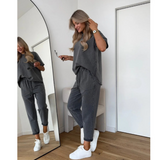 Amber | Raffiniertes Komfort-Zweiteiler-Set – Grau