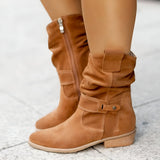Stiefelette Damen Elegant Komfort | Wildleder Look Niedriger Absatz – Braun