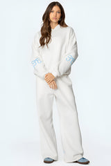 Oversize Damen Jogginganzug – Bequemes Zweiteiler Set – Weiß