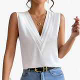 Talisse – Elegante ärmellose Bluse mit V-Ausschnitt – Weiß