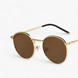 Unisex Designer Sonnenbrille mit Rundgläsern – Nova – Gold Braun